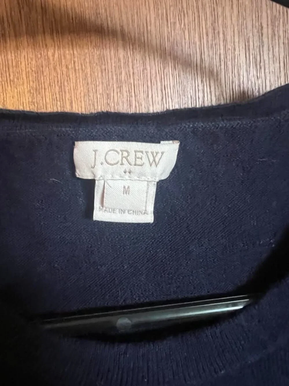 J Crew Blue White Polka Dot Pullover Sweater M